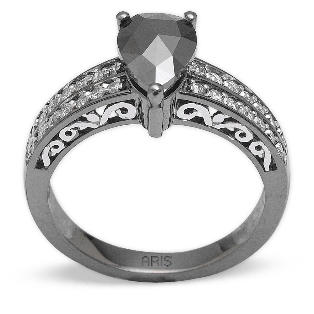 0,63 ct Schwarz Weiß Diamant Ring - Aris Diamond